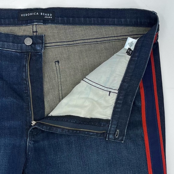 Veronica Beard Carolyn High-Rise Baby Boot Crop Tuxedo Stripe Jeans Plus Size 22 - Picture 8 of 11
